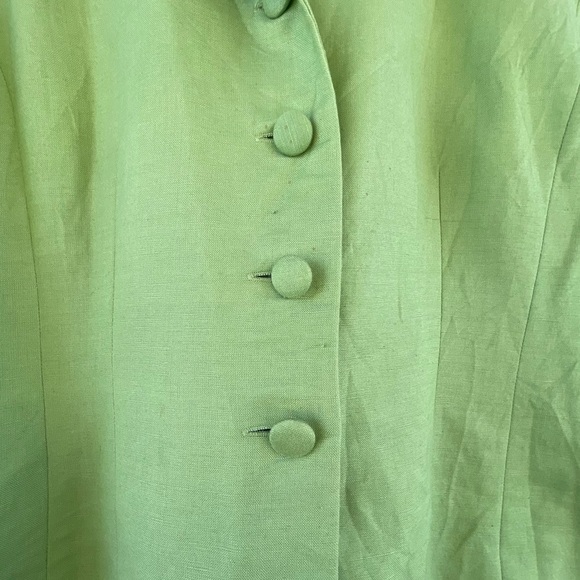 Jessica Howard women’s 14 linen blend lime green 3/4 sleeve blazer beaded detail - Picture 6 of 7